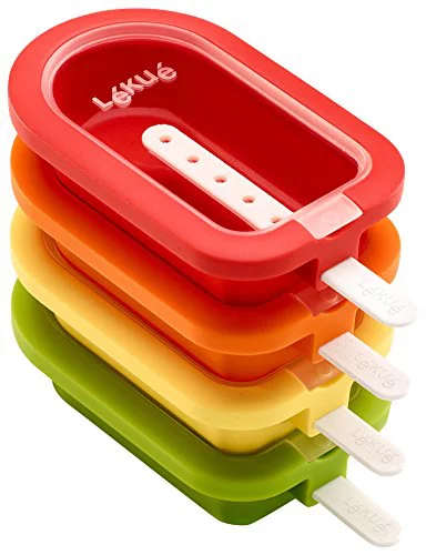 Lékué Kit 4 Moldes Mini Polo apilable, silicona platino Multicolor 60 ml x 4