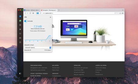 El VPN integrado en Opera ahora es mejor y más rápido, puedes probarlo en la versión developer