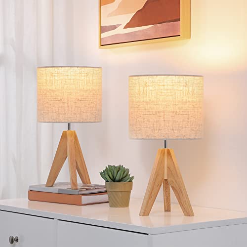EDISHINE Pack 2 Lámparas de Mesa de Madera