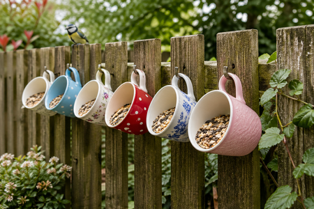 Tazas con pienso para pájaros