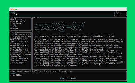 Alguien ha creado un cliente de Spotify para la terminal de Linux, Windows o macOS, y es una maravilla