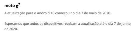 Motorola ブラジルのサポート ページのメッセージを更新