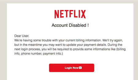 Cuidado si te llega un email de Netflix, podría ser una estafa para robar tus datos bancarios