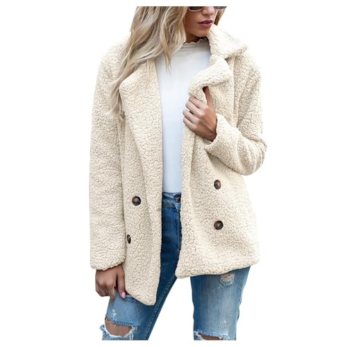 Genérico Chaqueta de Terciopelo Chaqueta Forro Polar Primavera Abrigo Pelo Sintetico Mujer Ropa Invierno Talla Grande Abrigo Borrego Mujer Blanco S