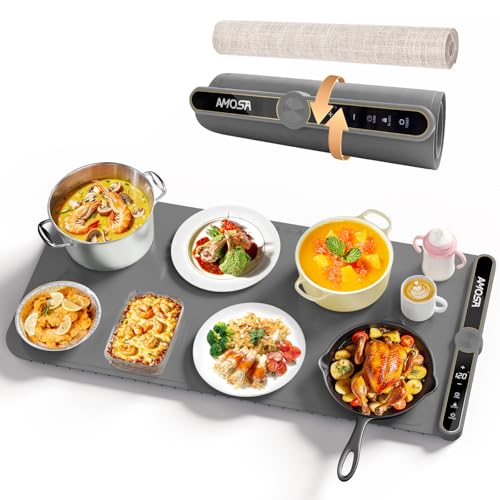 AMOSA Calentador Comida Portatil, Silicona Enrollable y Portátil (Gris)