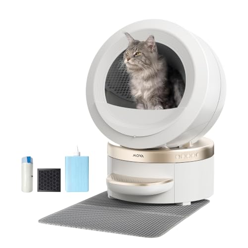 MOVA MeowgicPod LR10 Prime, arenero Inteligente para Gatos con Cabina de 110 L, 15 días sin intervenir, Aire Fresco, se extrae con Solo Tirar, monitorización, Control Remoto con la App