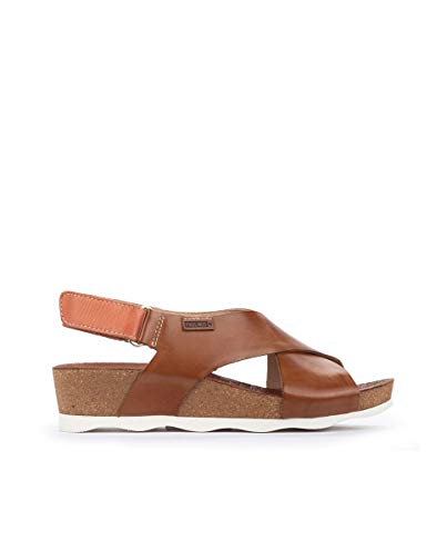 Pikolinos Sandalias cuña en Cuero Mahon para Mujer Color Brandy