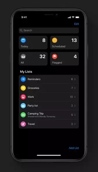 iOS 13 リマインダー