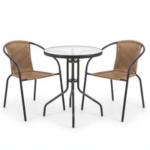 LOLAhome Conjunto Jardín Exterior Mesa y 2 Sillas