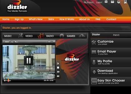 Dizzler, reproductor multimedia online bastante completo