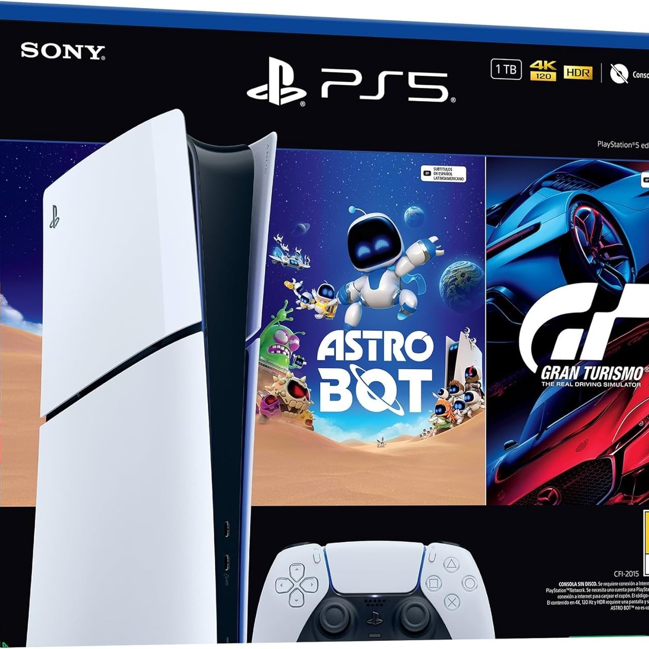 Combo Consola PlayStation 5 Sony Slim Digital 1 TB + Astro Bot + Gran Turismo 7