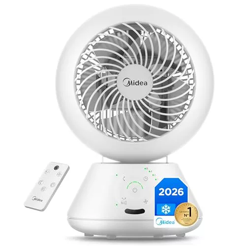 Midea Ventilador de Mesa Silencioso de 5 Velocidades con Mando a Distancia