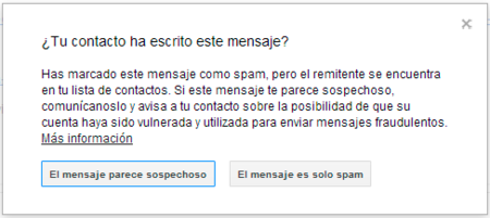 Gmail permite marcar el correo de tus contactos como "sospechoso" si su cuenta ha sido comprometida