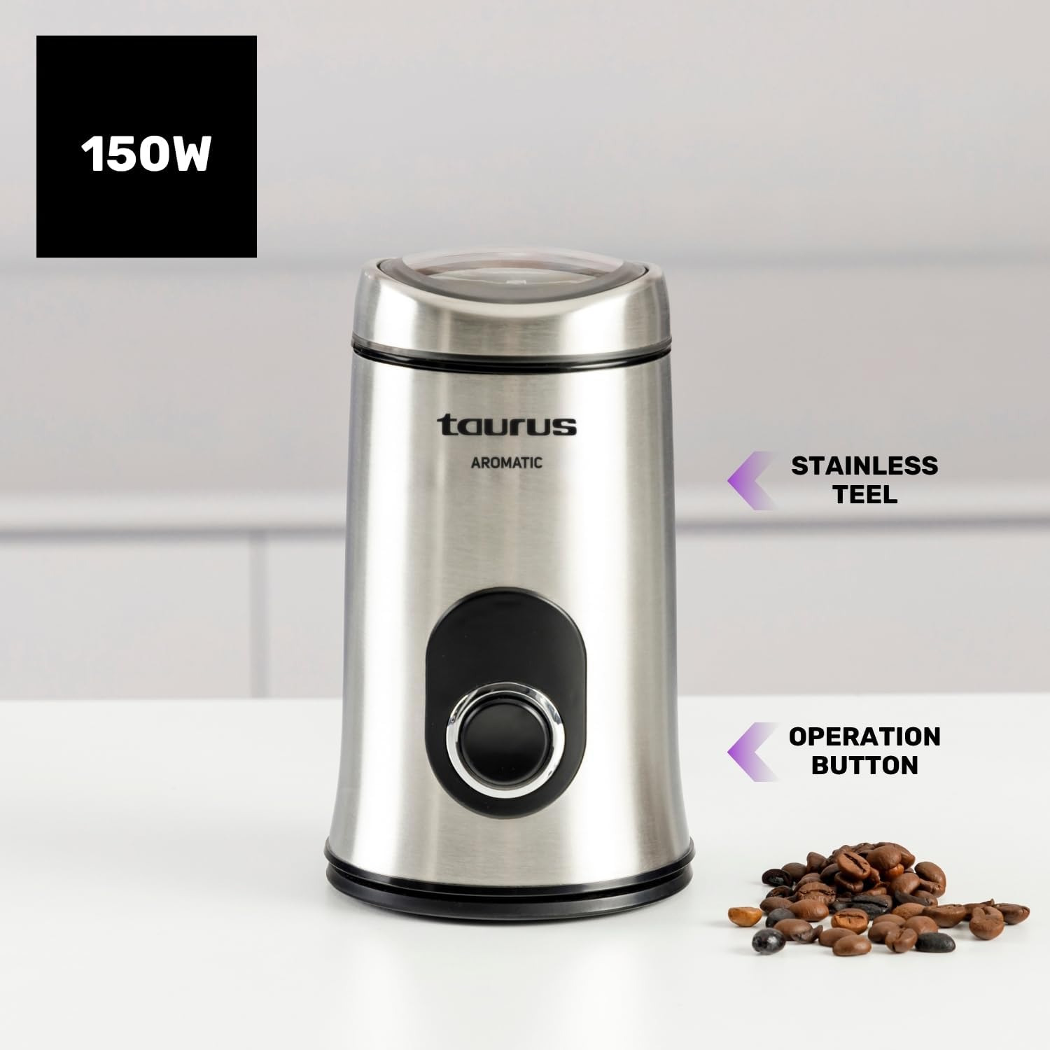 Taurus - Molinillo de café Taurus Aromatic en acero inoxidable.