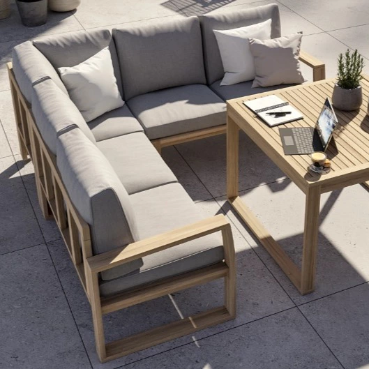 Conjunto de sofás y mesa baja Solaris de madera acacia para 6 personas
