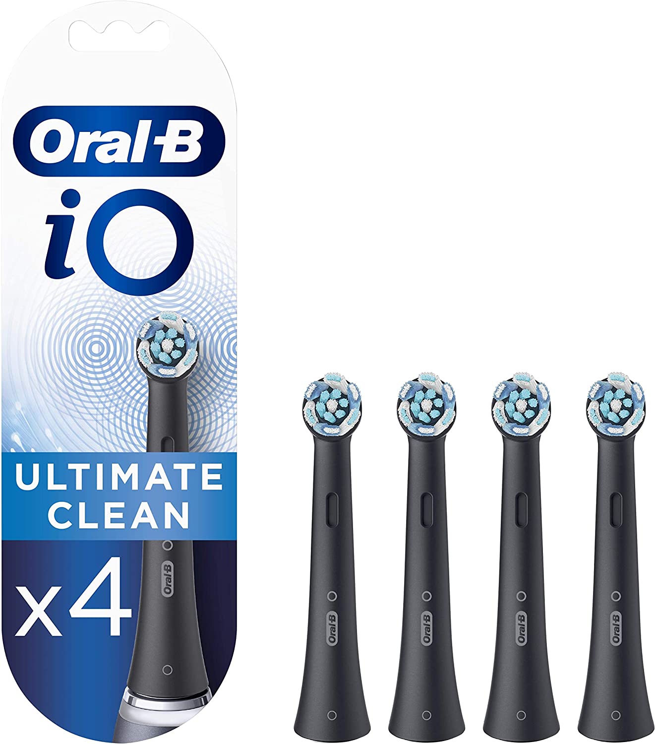 Oral-B iO Ultimate Clean Black Cabezales de recambio, Pack de 4 Unidades