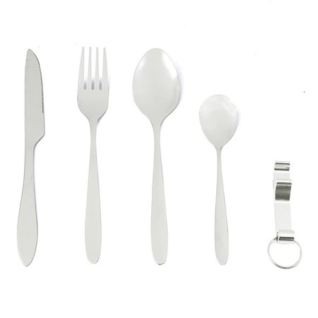 Set de 5 cubiertos de acero inoxidable para camping y acampada Fyshop por 6,79 euros en Amazon