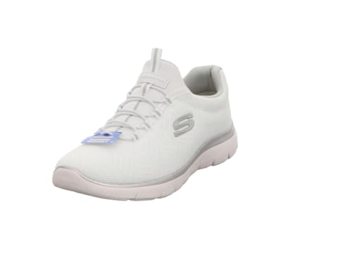 Skechers Summits Lite, Zapatillas Mujer, White Mesh Silver Gray Trim, 40.5 EU