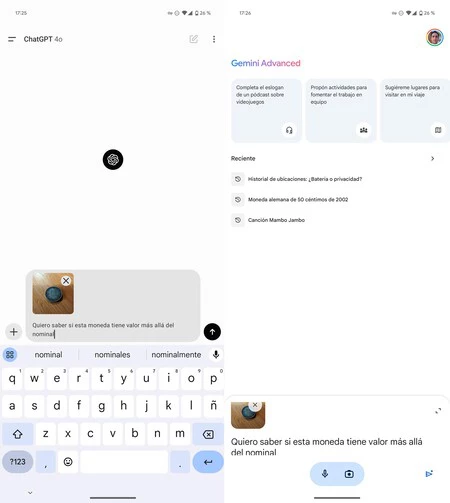 左は、GPT-4o を使用して ChatPGT でクエリを実行します。そうです、Gemini 1.5 Pro を備えた Gemini をチェックしてください