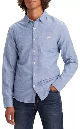 Levi's Long-Sleeve Battery Housemark Slim Camisa, Navy Peony, L Hombre