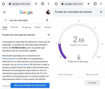 Test Velocidad Google