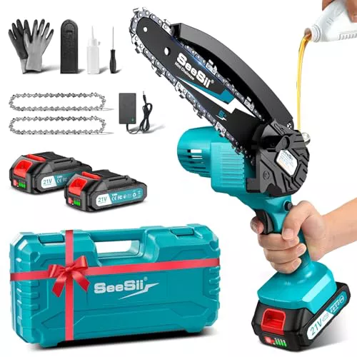 SEESII 6'' Mini Motosierra Bateria 4000mAh, 1100W 