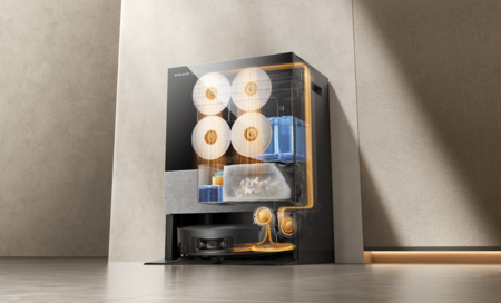 The Matrix model stores the mops inside the station and exchanges them depending on the type of floor | Image: Xataka