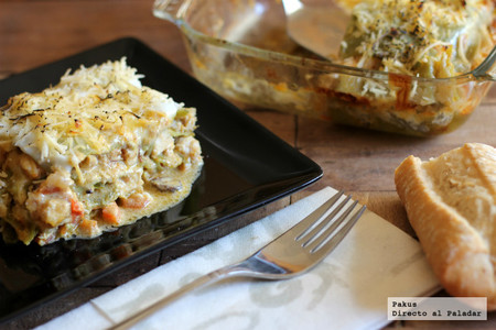 Lasaña verde de pollo al curry. Receta