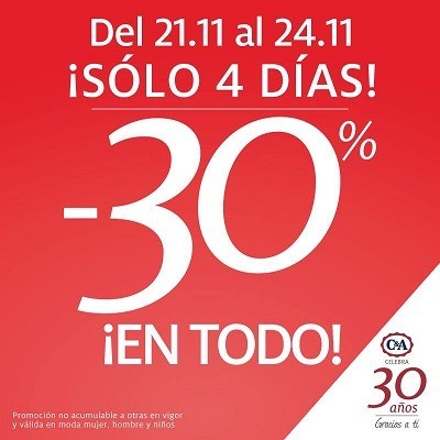 C&A tira la casa por la ventana: 30 % de descuento en toda la tienda ¡hasta el 24!
