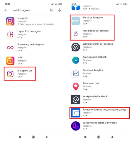 赤でマークされたアプリはすべてスペインでは利用できませんが、Google Play ストアの開発者プロフィールに表示されるようになりました。