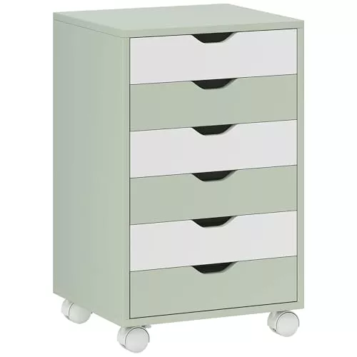 HOMCOM Cajonera Escritorio, Archivador Móvil con 6 Cajones