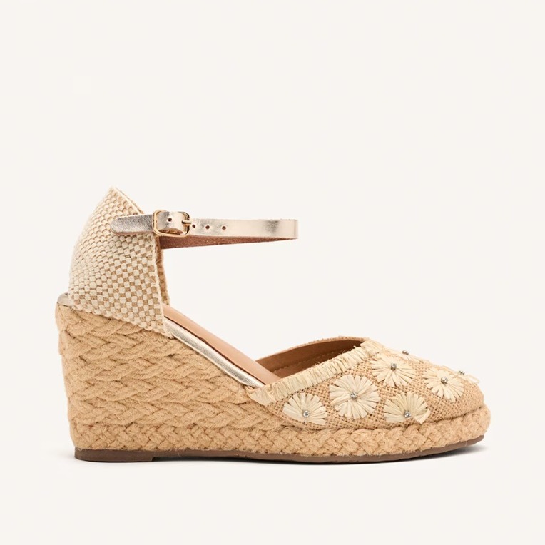 Sandalias de cuña con bordados y rafia de Gioseppo