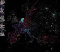 Mapa de Europa en función de los idiomas que se usan en Twitter 