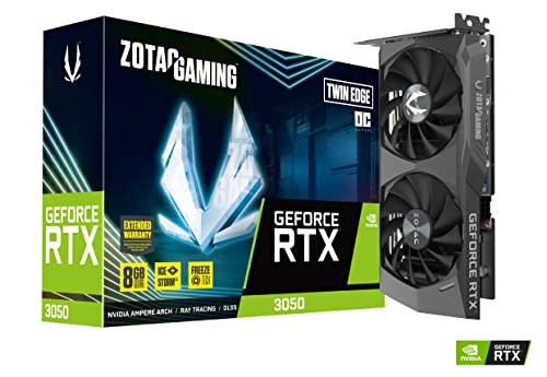 ZOTAC Nvidia GeForce RTX 3050 Twin Edge OC LHR - Tarjeta gráfica, 8 GB, Color Negro