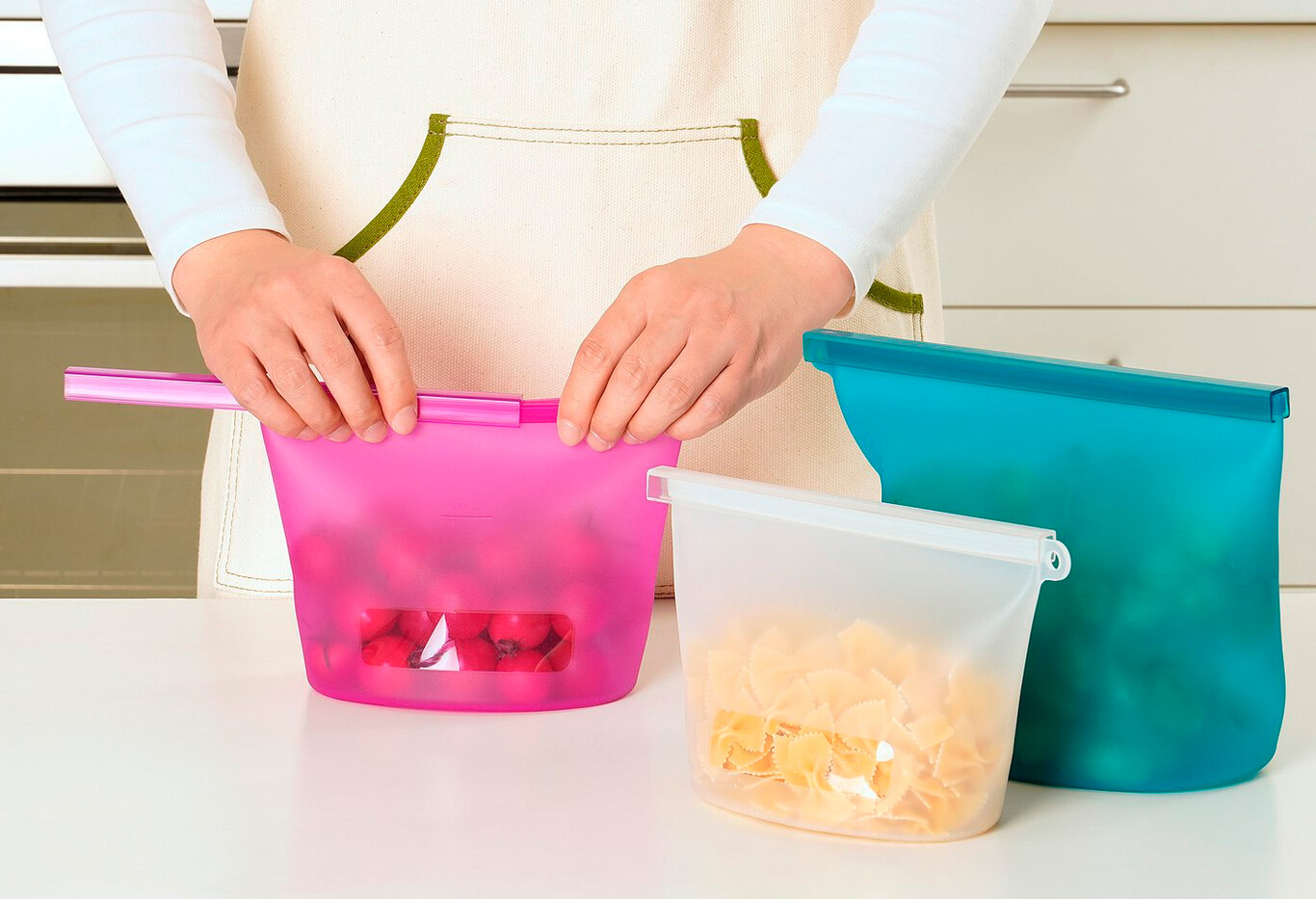 Set de tres bolsas de silicona FILFISK de Ikea de diferentes tamaños