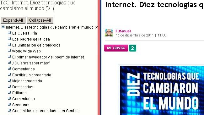 Tabla de Contenidos para un artículo de Genbeta