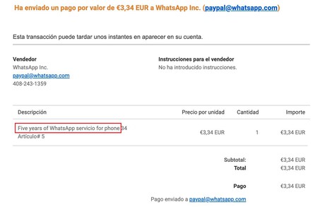 Cinco años de suscripción a WhatsApp en Android