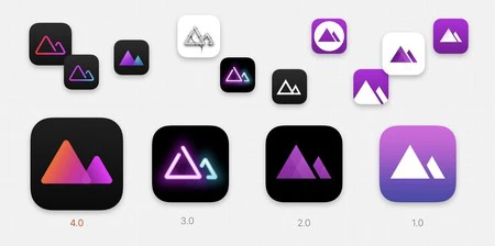 アプリが時間の経過とともに使用してきたさまざまなアイコン。