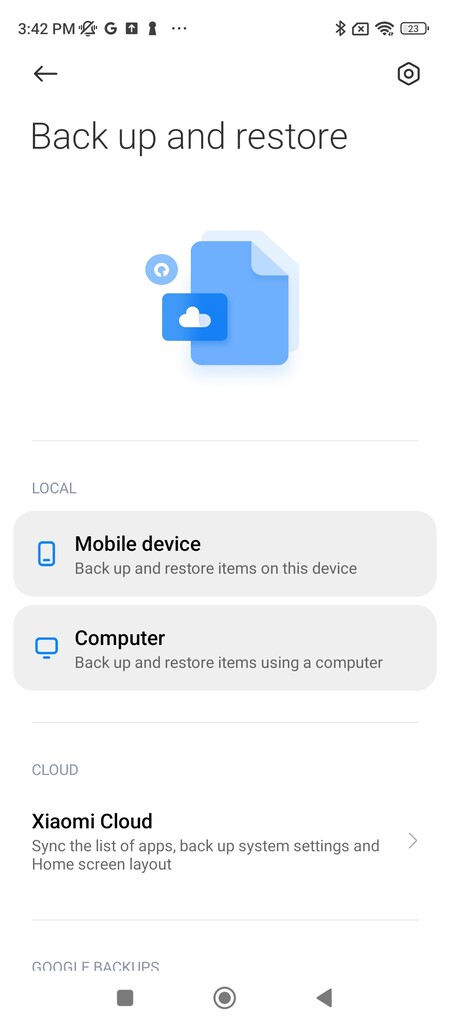Backup on an Android phone