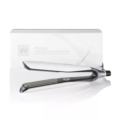ghd Chronos - Plancha de Pelo Profesional, La Styler Más Avanzada, Peinado 3x Veces Más Rápido, Más Brillo, Sin Calor Extremo - Para Todo Tipo de Cabello, Color Blanco, (Enchufe Europeo)