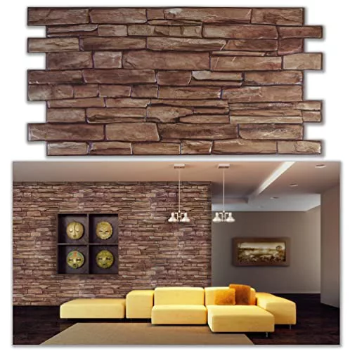 Grace Baltic - Paneles de pared 3D para decoración de pared interior no adhesivos, finos y elásticos, de PVC, Oro (10 piezas / 4.6 m2) (10, Karelian)