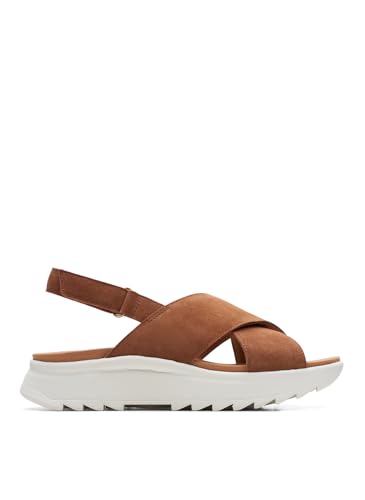 Clarks Dashlite Wish, Sandalia Mujer, Dark Tan Suede, 36 EU