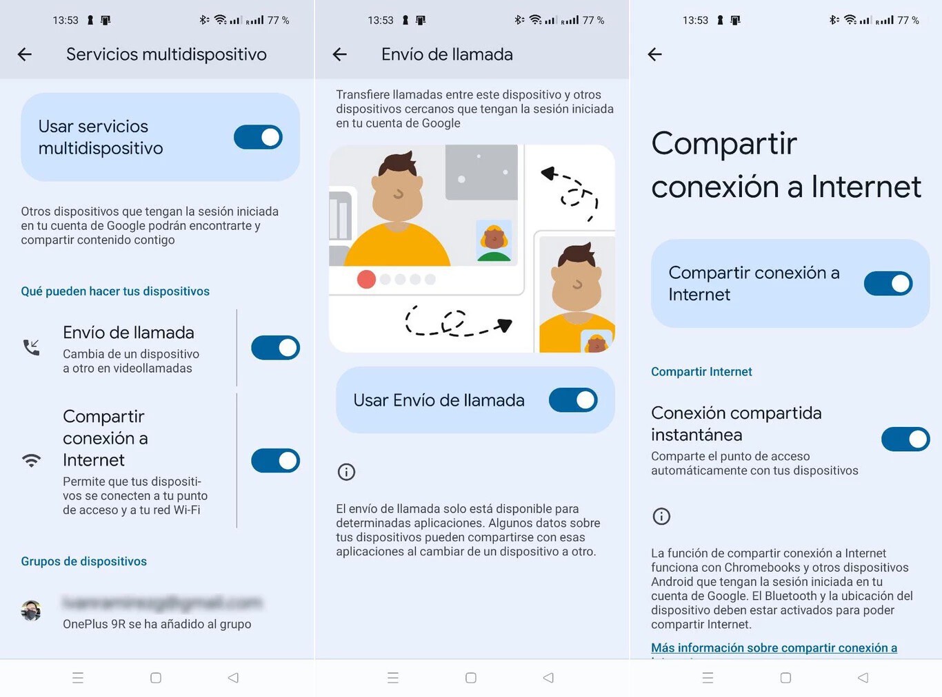 Servicios Multidispositivo de Android: qué son y cómo se activan