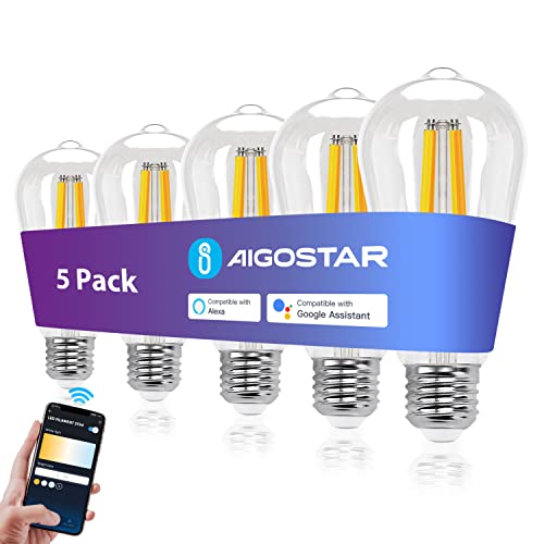 Aigostar Bombillas Alexa E27 Edison Bombillas Inteligentes 6W 