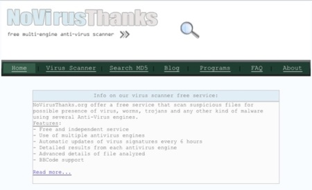 NoVirusThanks, escanea online tus archivos en busca de código malicioso
