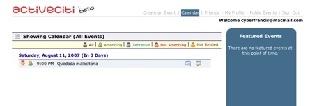 ActiveCiti, creación y administración de eventos y envíos de las invitaciones a amigos