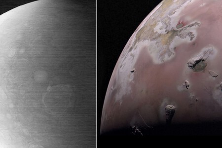 Imágenes tomadas por la sonda Juno de la NASA antes y después de su reparación