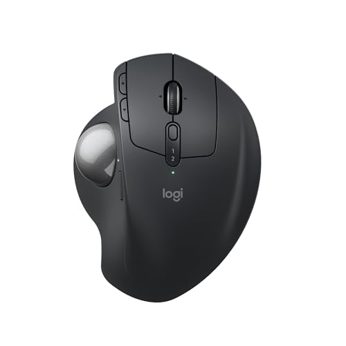Logitech MX Ergo S ratón con trackball inalámbrico avanzado, ratón ergonómico inalámbrico recargable por USB-C con Bluetooth y llave USB cifrada, 6 botones programables, para PC/Mac - Grafito
