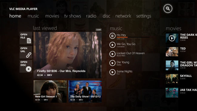 VLC para Windows 8 con interfaz Modern UI