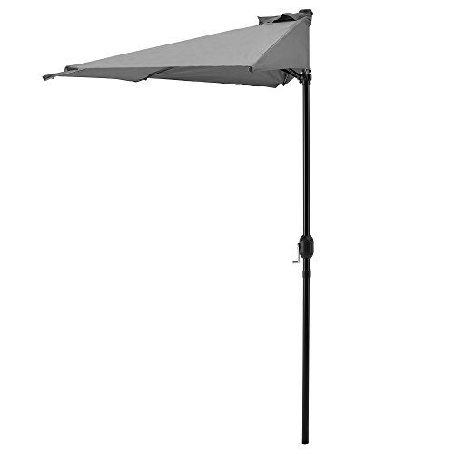 casa.pro Sombrilla de Media Pantalla Eger Sombrilla Terraza Exterior con Manivela Parasol Semicircular para Jardín Acero Tejido 100% Poliéster 160 g/m² 300 x 150 x 230 cm Gris